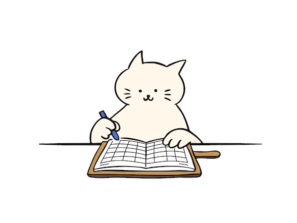 手帳に書く猫