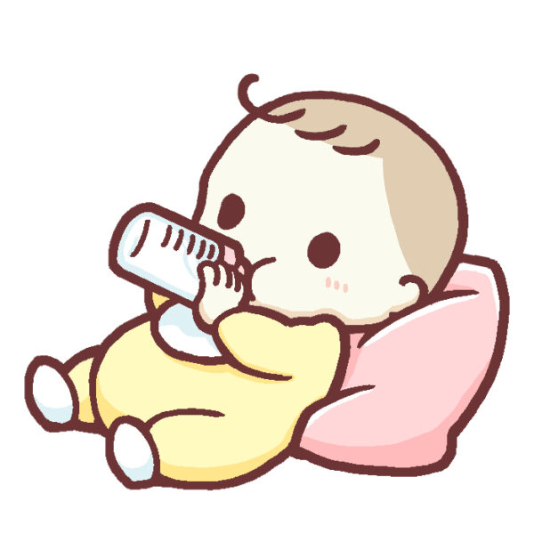 哺乳瓶でミルクを飲む赤ちゃん