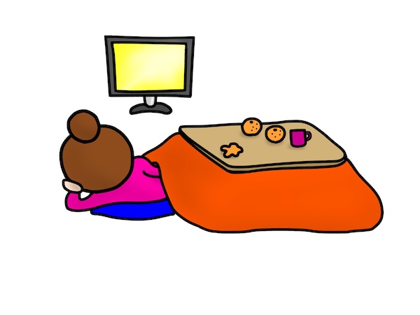 こたつでテレビ