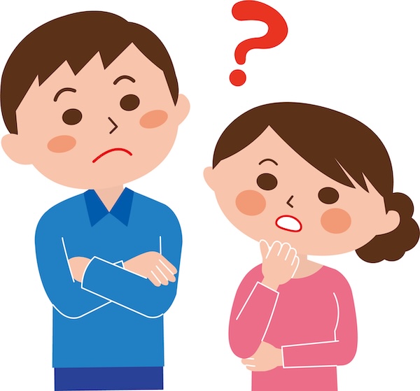 悩むパパとママ