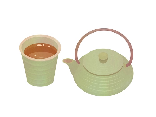 急須と琥珀色のお茶